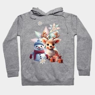 So sweet this little reindeer with the friend the snowman. Hoodie